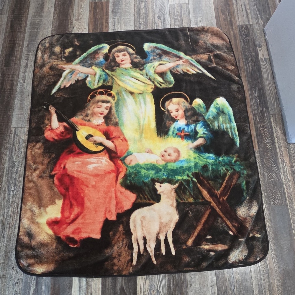 Nativity Scene Throw Blanket Christmas
